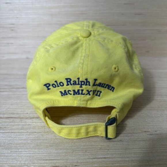 POLO RALPH LAUREN Big Pony Baseball Cap Hat Yellow/Blue | Box Shipping | - Picture 4 of 7